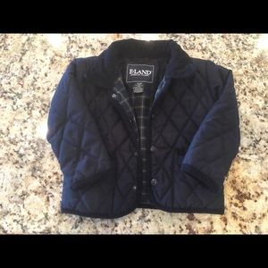 E Land 6-12 month Navy Barn Coat